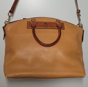 Dooney & Bourke Florentine Vacchetta Leather Dome Satchel Handbag Shoulder Bag